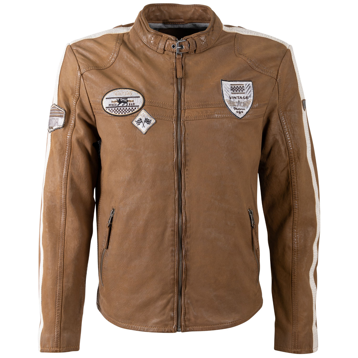 Męska skórzana kurtka Mauritius Ciemny Camel MMTorbu