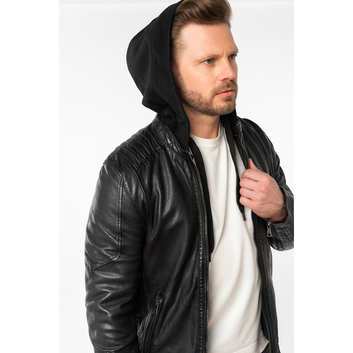 Męska skórzana kurtka Mauritius Ciemny antracyt MMUbaldo – Kurtki skórzane