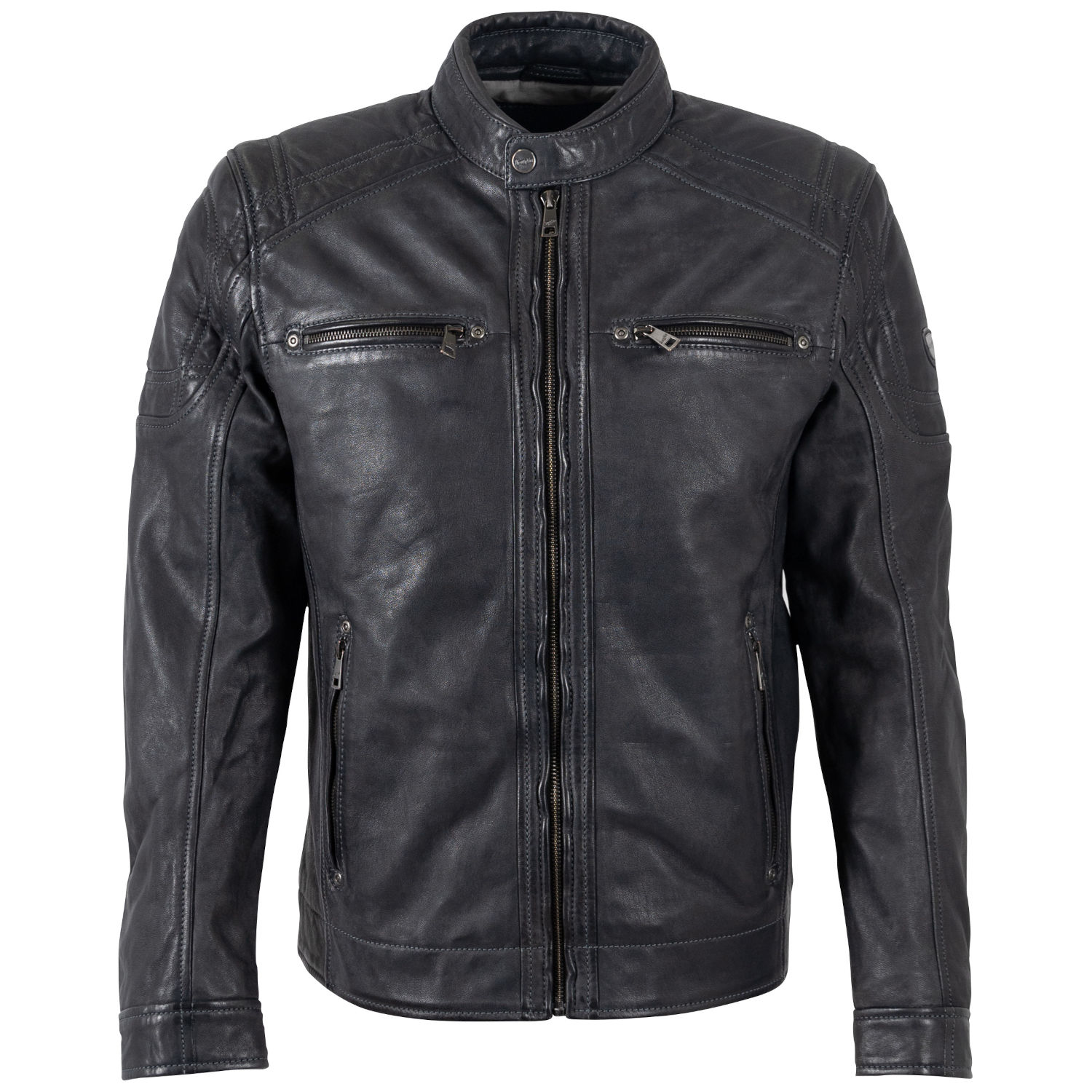 Męska skórzana kurtka Mauritius granatowa MMVitum – Kurtki skórzane