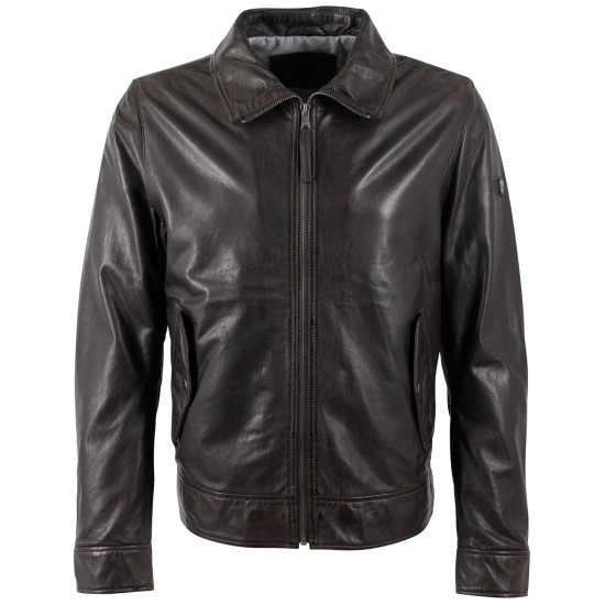 Męska skórzana kurtka Mauritius Ciemnobrązowa MMVylli