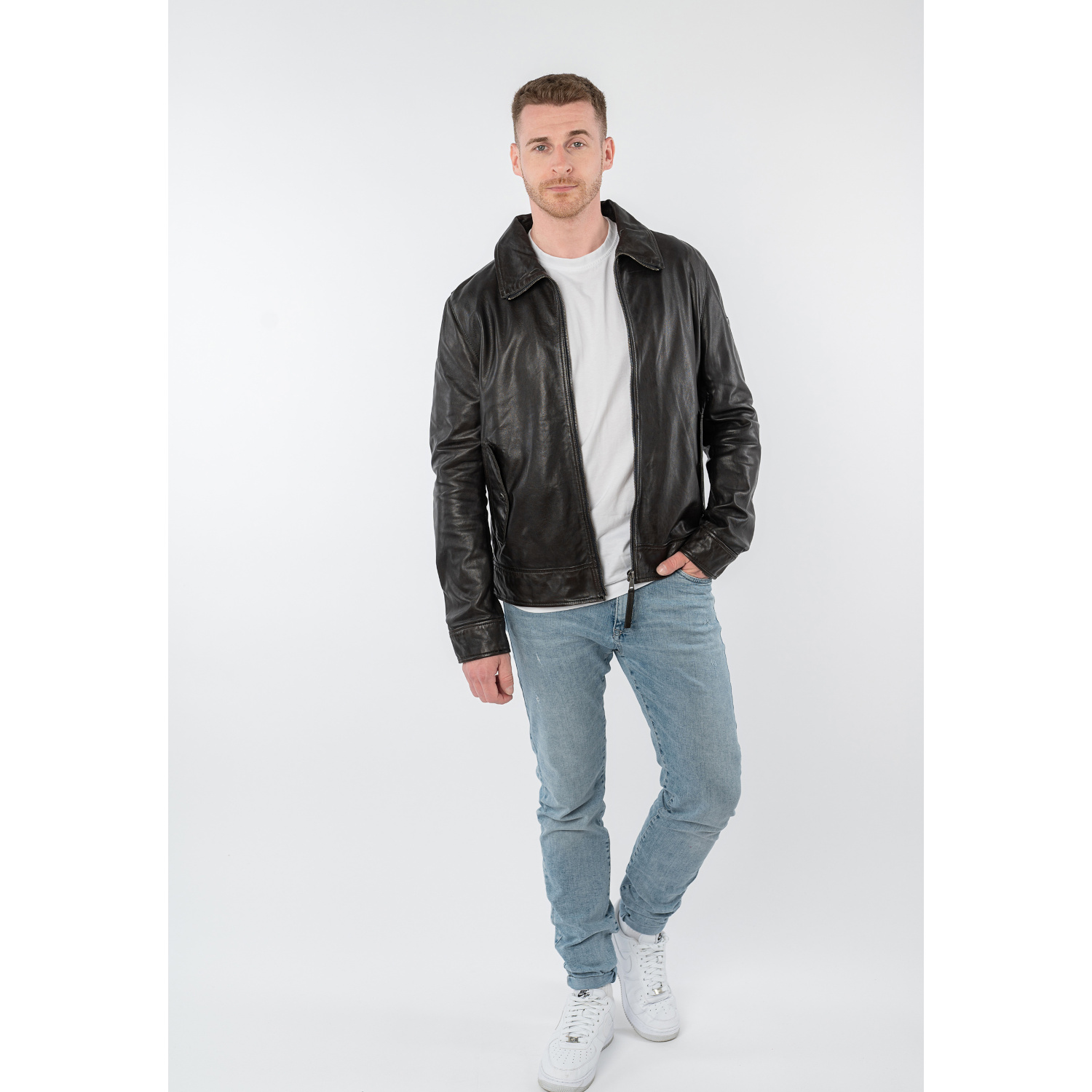 Męska skórzana kurtka Mauritius Ciemnobrązowa MMVylli