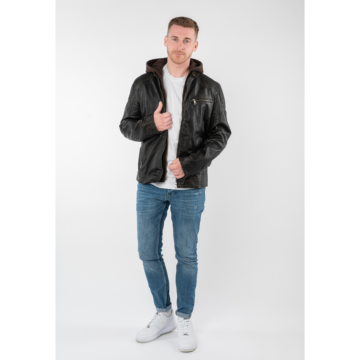 Męska skórzana kurtka Mauritius Czarna Vintage MMWanjo
