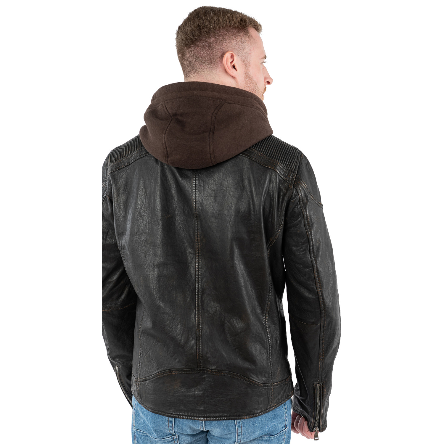 Męska skórzana kurtka Mauritius Czarna Vintage MMWanjo