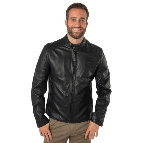 Męska skórzana kurtka Mauritius Srebrna Granatowa MSMKovin