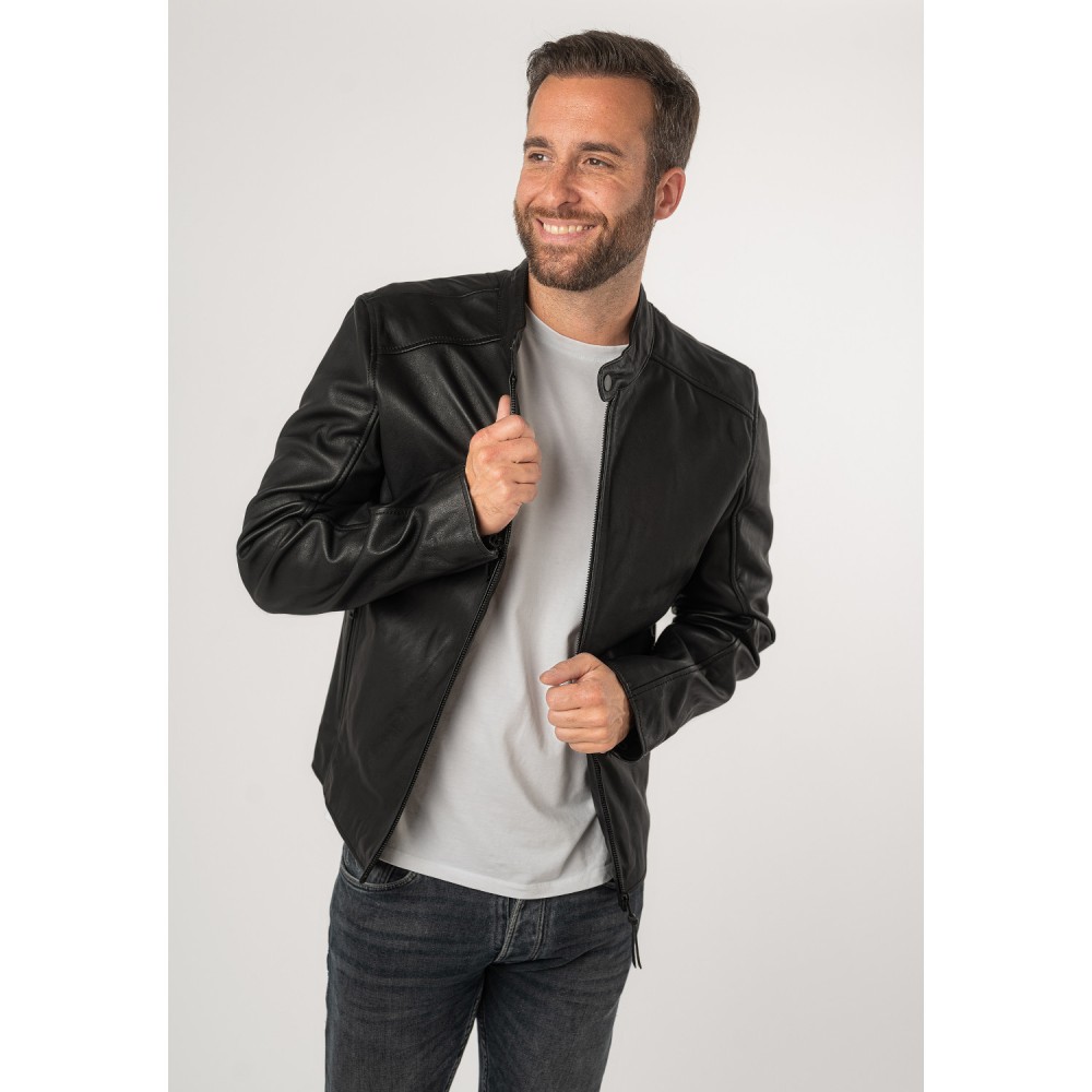 Męska skórzana kurtka Mauritius Srebrno-czarna MSMKovin - readytowear