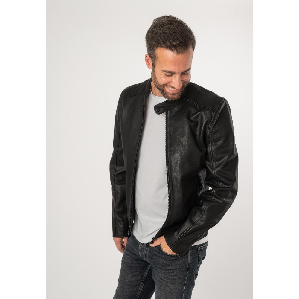 Męska skórzana kurtka Mauritius Srebrno-czarna MSMKovin - readytowear