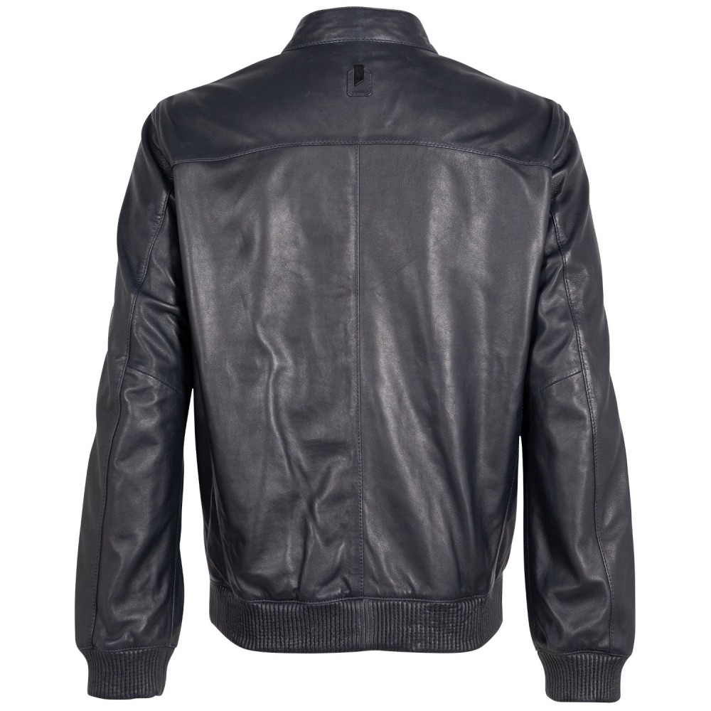 Męska skórzana kurtka Mauritius Srebrna Granatowa MSMLucano