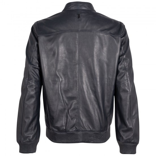 Męska skórzana kurtka Mauritius Srebrna Granatowa MSMLucano