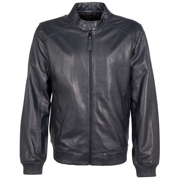 Męska skórzana kurtka Mauritius Srebrna Granatowa MSMLucano