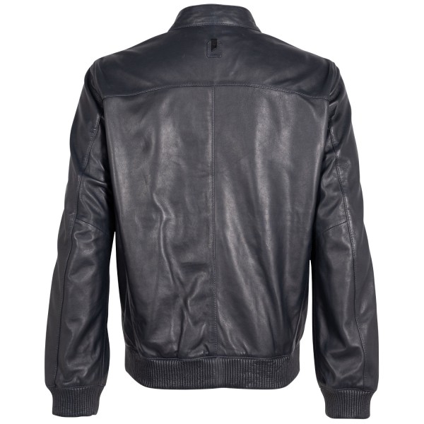 Męska skórzana kurtka Mauritius Srebrna Granatowa MSMLucano