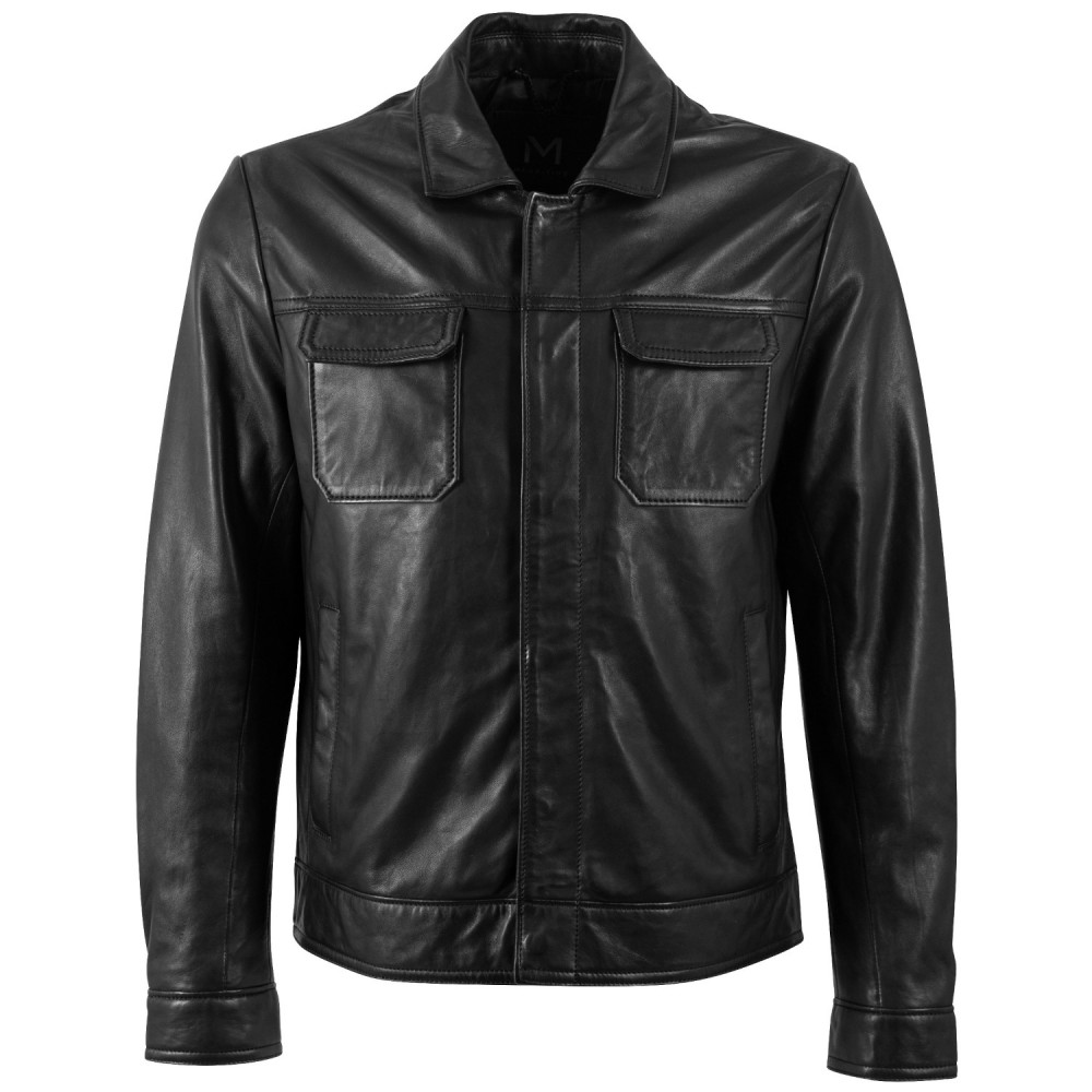 Kurtka skórzana męska Mauritius Silver czarna MSMPaako