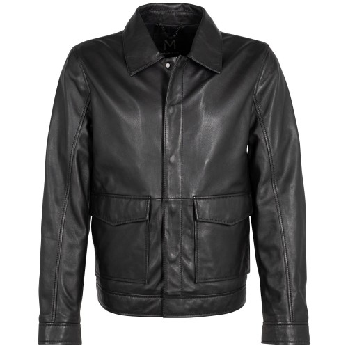 Męska skórzana kurtka Mauritius Srebrno-czarna MSMParvis