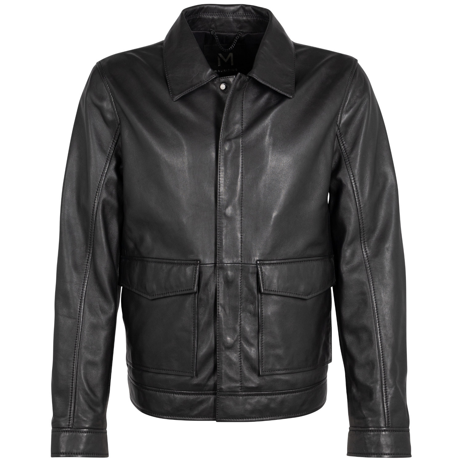 Męska skórzana kurtka Mauritius Srebrno-czarna MSMParvis – Kurtki skórzane