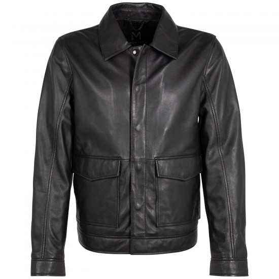 Męska skórzana kurtka Mauritius Srebrno-czarna MSMParvis