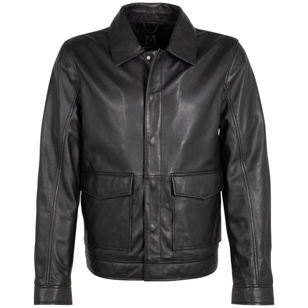 Męska skórzana kurtka Mauritius Srebrno-czarna MSMParvis