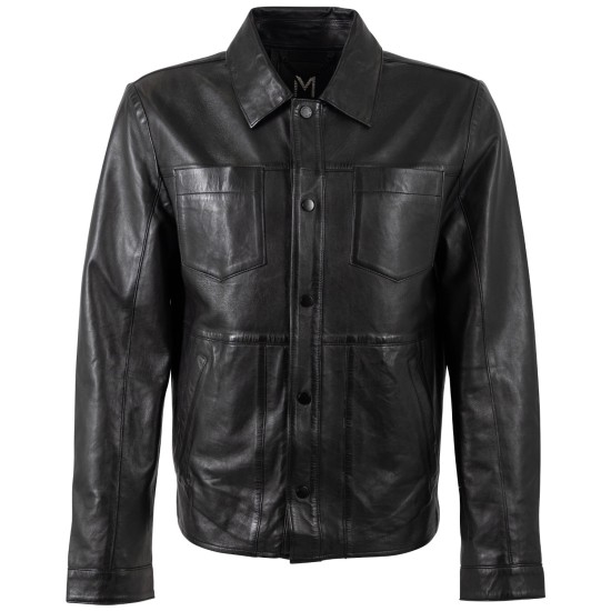 Męska skórzana kurtka Mauritius Srebrno-czarna MSMPevek