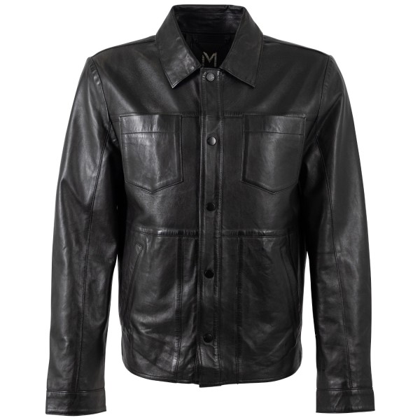 Męska skórzana kurtka Mauritius Srebrno-czarna MSMPevek
