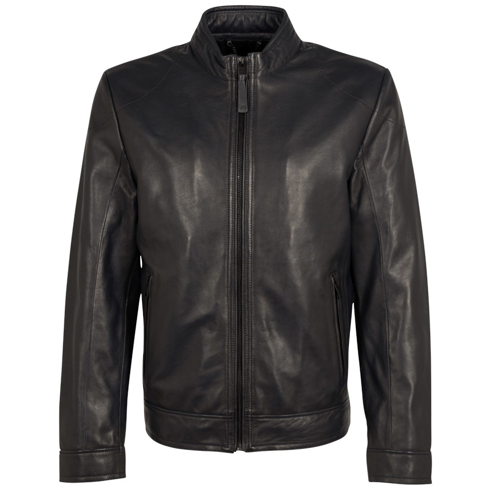 Męska skórzana kurtka Mauritius Srebrna Granatowa MSMTaavi - readytowear