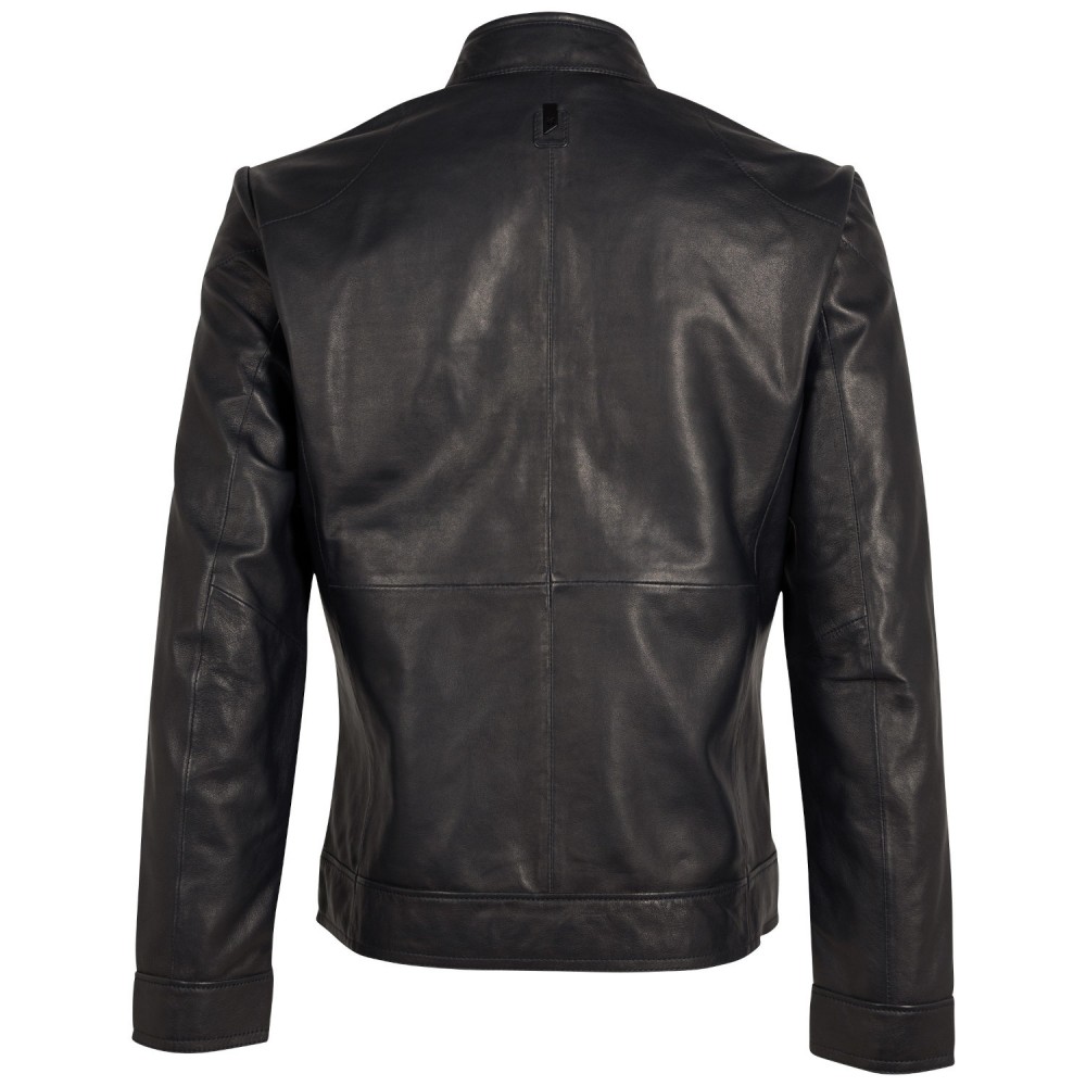 Męska skórzana kurtka Mauritius Srebrna Granatowa MSMTaavi - readytowear