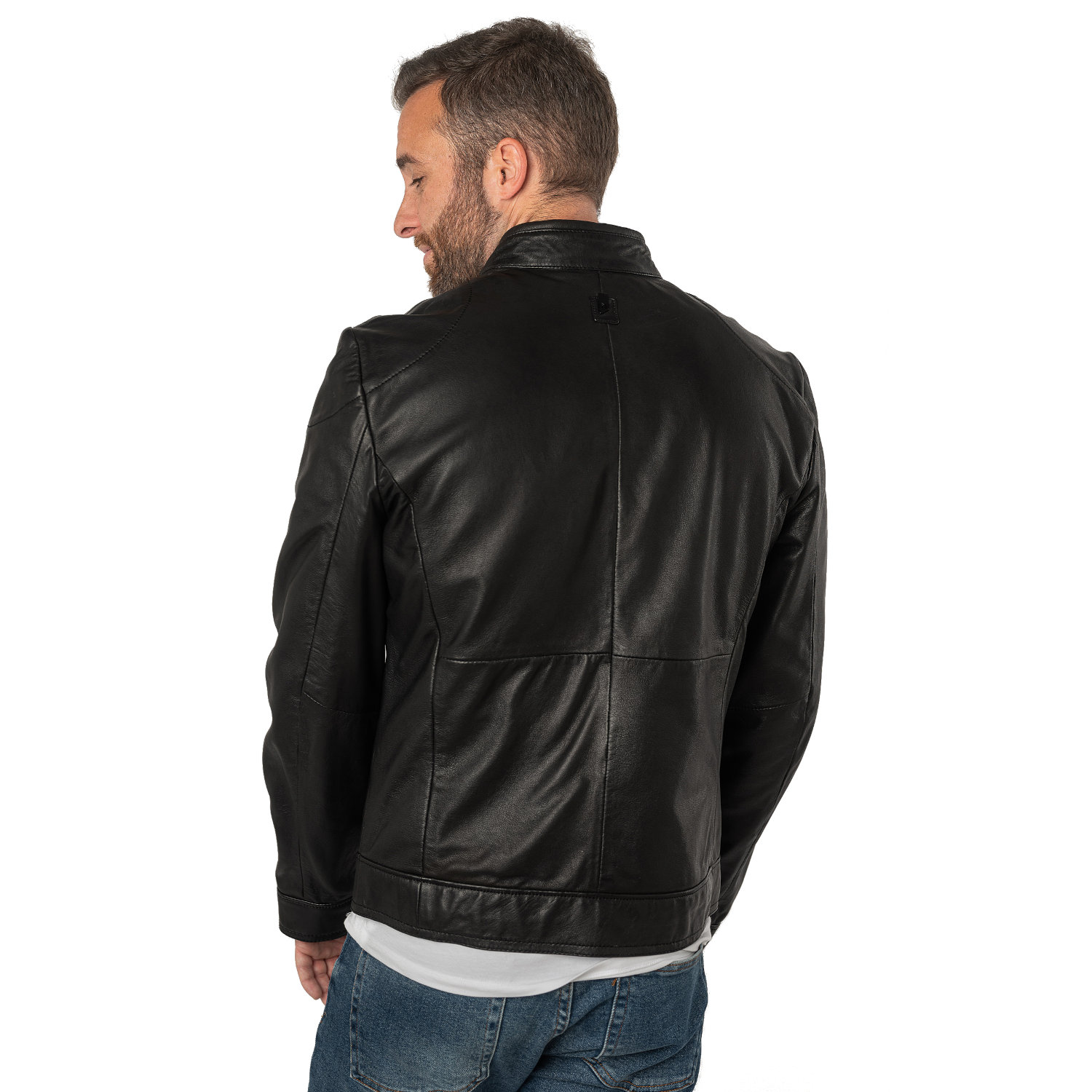 Męska skórzana kurtka Mauritius Srebrno-czarna MSMTaavi – Kurtki skórzane