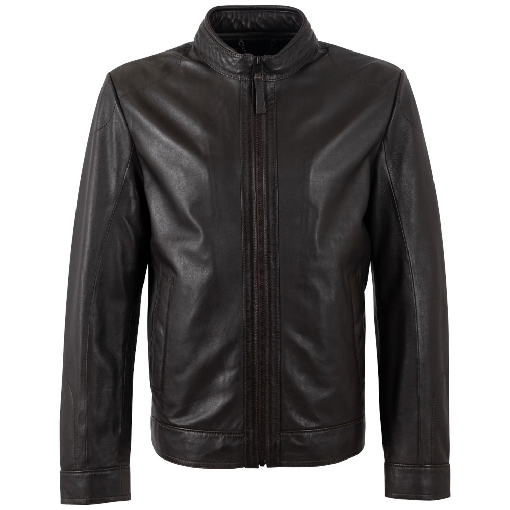 Męska skórzana kurtka Mauritius Srebrny Ciemnobrązowy MSMTamas - readytowear