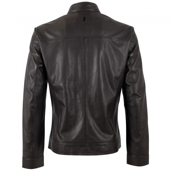 Męska skórzana kurtka Mauritius Srebrny Ciemnobrązowy MSMTamas