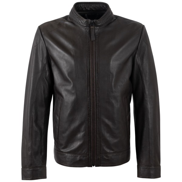 Męska skórzana kurtka Mauritius Srebrny Ciemnobrązowy MSMTamas