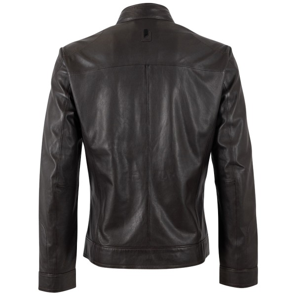 Męska skórzana kurtka Mauritius Srebrny Ciemnobrązowy MSMTamas