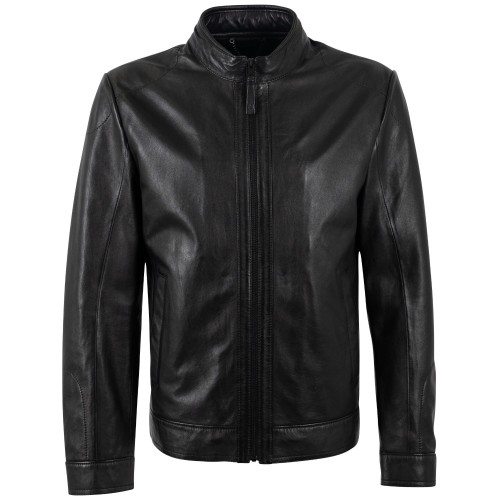 Męska skórzana kurtka Mauritius Srebrno-czarna MSMTamas