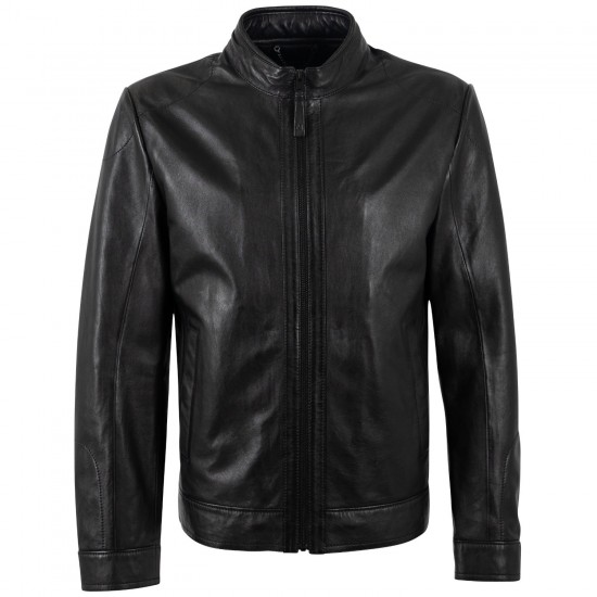 Męska skórzana kurtka Mauritius Srebrno-czarna MSMTamas