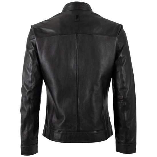 Męska skórzana kurtka Mauritius Srebrno-czarna MSMTamas