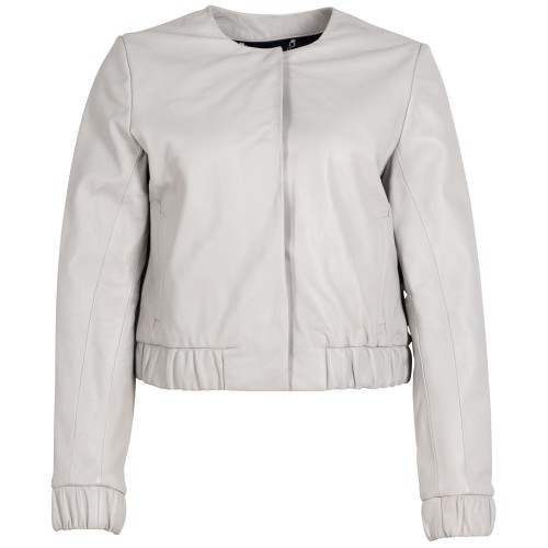 Krótka Skórzana Kurtka Damska Mauritius Silver Srebrnoszara MSWAnysha