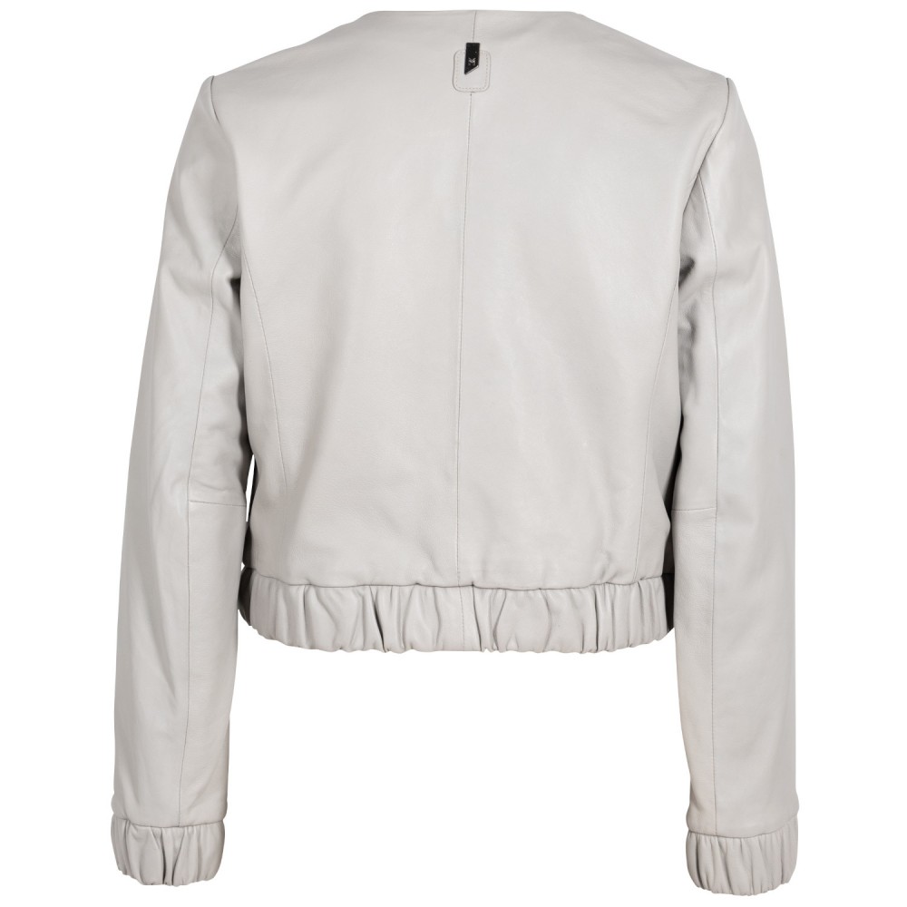 Krótka Skórzana Kurtka Damska Mauritius Silver Srebrnoszara MSWAnysha