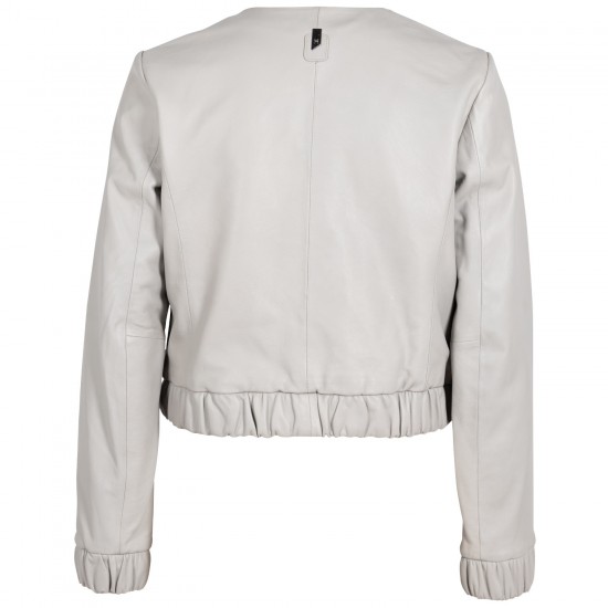 Krótka Skórzana Kurtka Damska Mauritius Silver Srebrnoszara MSWAnysha