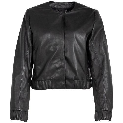 Krótka Skórzana Kurtka Damska Mauritius Silver Czarna MSWAnysha