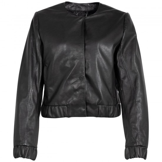 Krótka Skórzana Kurtka Damska Mauritius Silver Czarna MSWAnysha