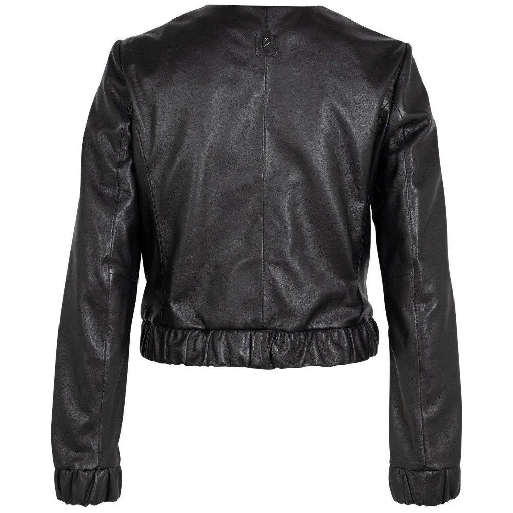 Krótka Skórzana Kurtka Damska Mauritius Silver Czarna MSWAnysha