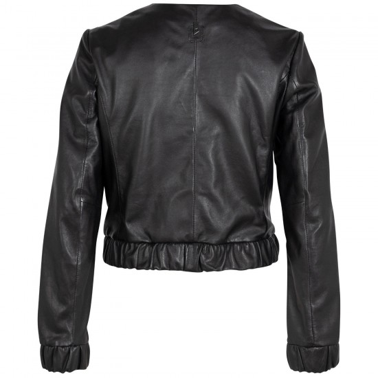 Krótka Skórzana Kurtka Damska Mauritius Silver Czarna MSWAnysha