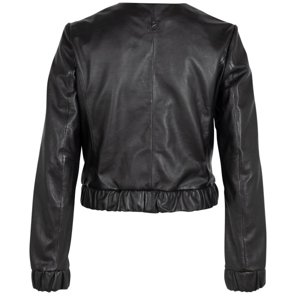 Krótka Skórzana Kurtka Damska Mauritius Silver Czarna MSWAnysha