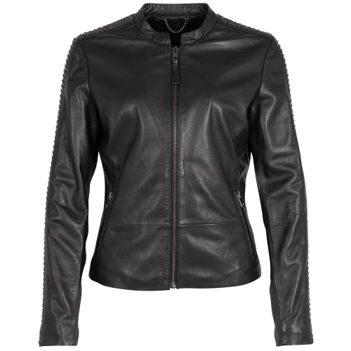 Kurtka skórzana damska Mauritius Srebrno-czarna MSWNayah