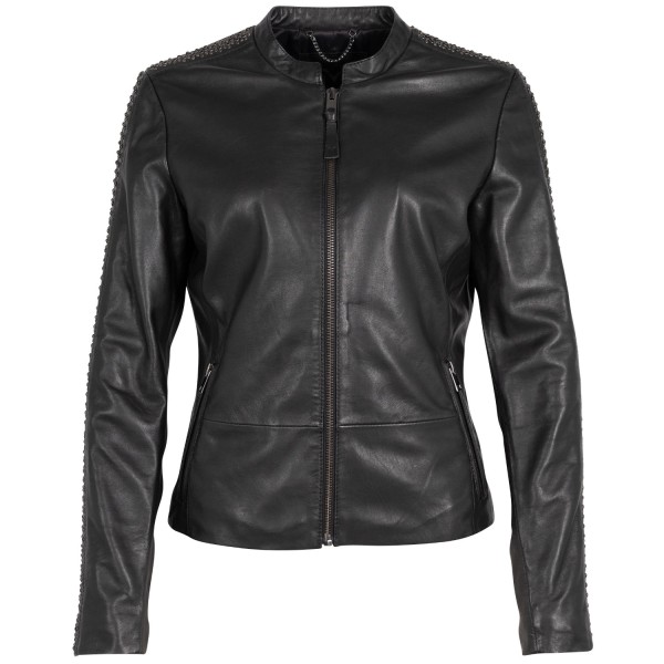 Kurtka skórzana damska Mauritius Srebrno-czarna MSWNayah