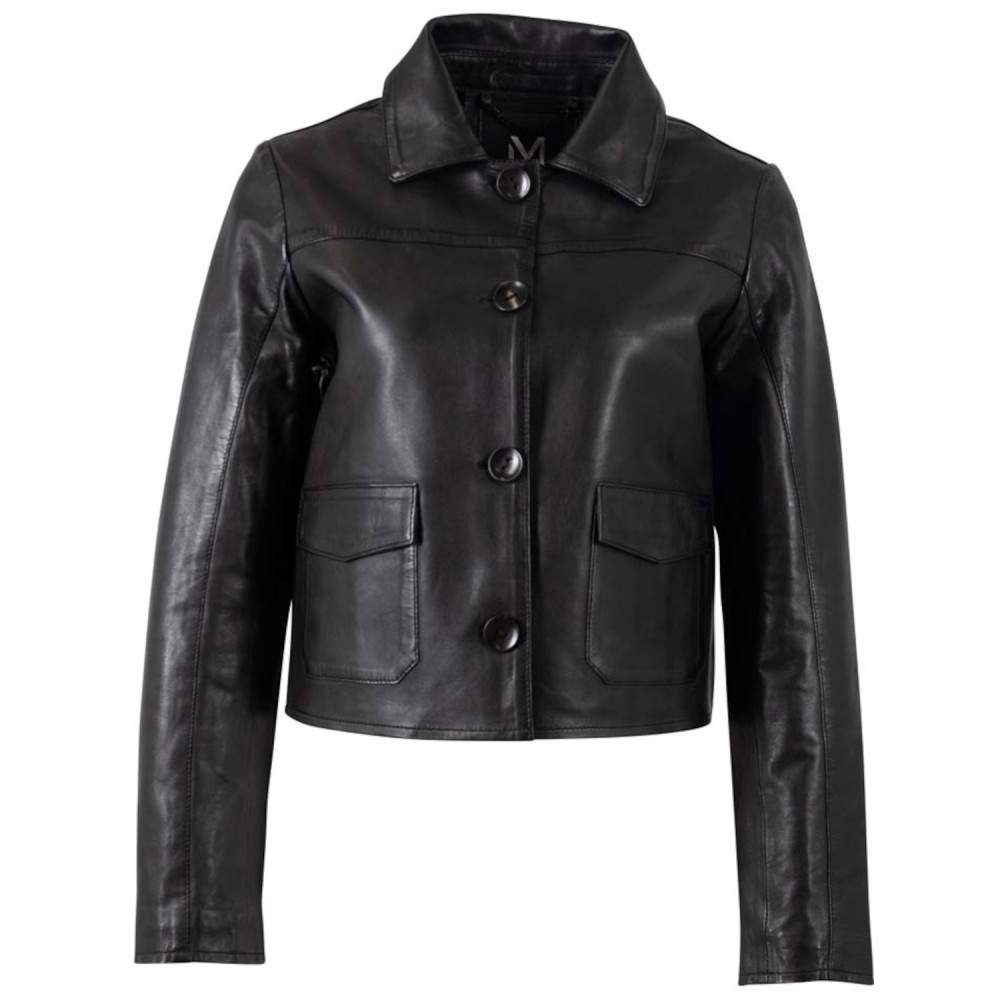 Damska krótka skórzana kurtka Mauritius Srebrno-czarna MSWPalesa