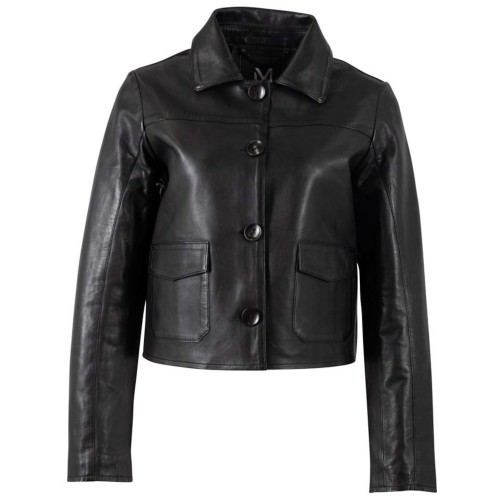 Damska krótka skórzana kurtka Mauritius Srebrno-czarna MSWPalesa