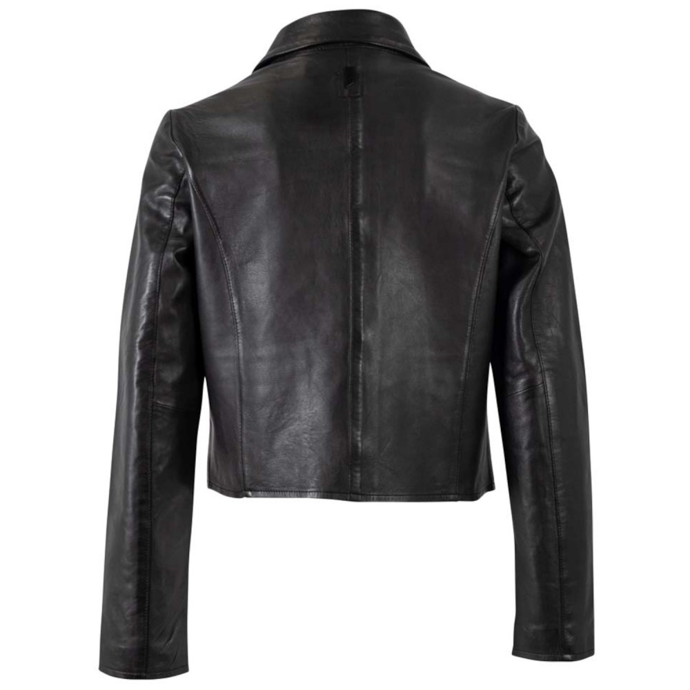 Damska krótka skórzana kurtka Mauritius Srebrno-czarna MSWPalesa