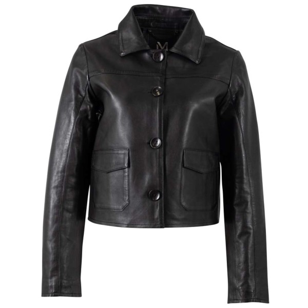 Damska krótka skórzana kurtka Mauritius Srebrno-czarna MSWPalesa