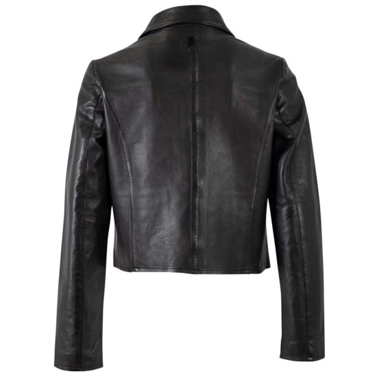 Damska krótka skórzana kurtka Mauritius Srebrno-czarna MSWPalesa