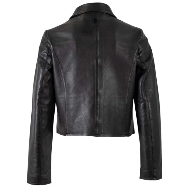 Damska krótka skórzana kurtka Mauritius Srebrno-czarna MSWPalesa