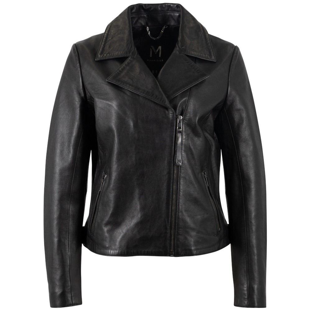 Kurtka skórzana damska Mauritius Srebrno-czarna MSWVilja