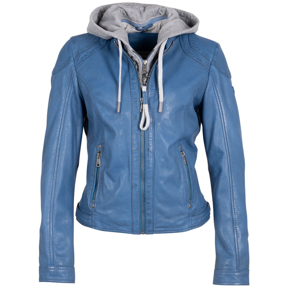 Damska kurtka skórzana Mauritius Niebieska MWAdila - readytowear