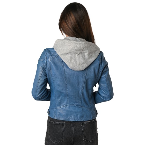 Damska kurtka skórzana Mauritius Niebieska MWAdila